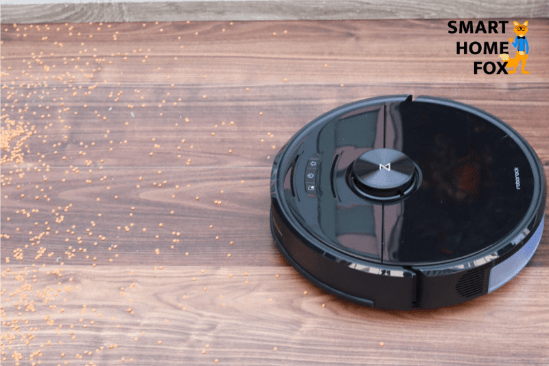 Roborock S6 MaxV during the lentil suction test on laminate.